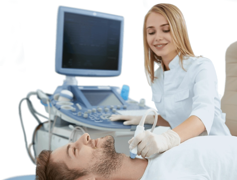 врач проводит узи лимфатических узлов